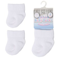 PRS03-W: White 2 Pack Premature Turnover Socks